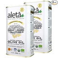 Aleta Farms Olive Oil Extra Virgin USDA Organic Single Estate PDO Polyphenol Rich Olive Oil Cold Pressed Global Gold Awards Kosher 33.8 Fl oz (1 Ltr) Pack of 2