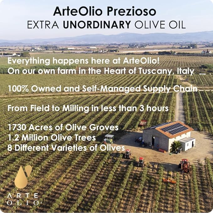 ArteOlio Prezioso Olive Oil: 100% Extra virgin cold pressed olive oil directly from Italy made in Single Estate Unordinary Rich Taste (500mL Bottle)