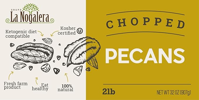 La Nogalera - 2 lbs Chopped shelled pecans. Raw pecan nuts NO SHELL Non-GMO No Preservatives Unpasteurized Kosher and Halal Certified and Ketogenic friendly
