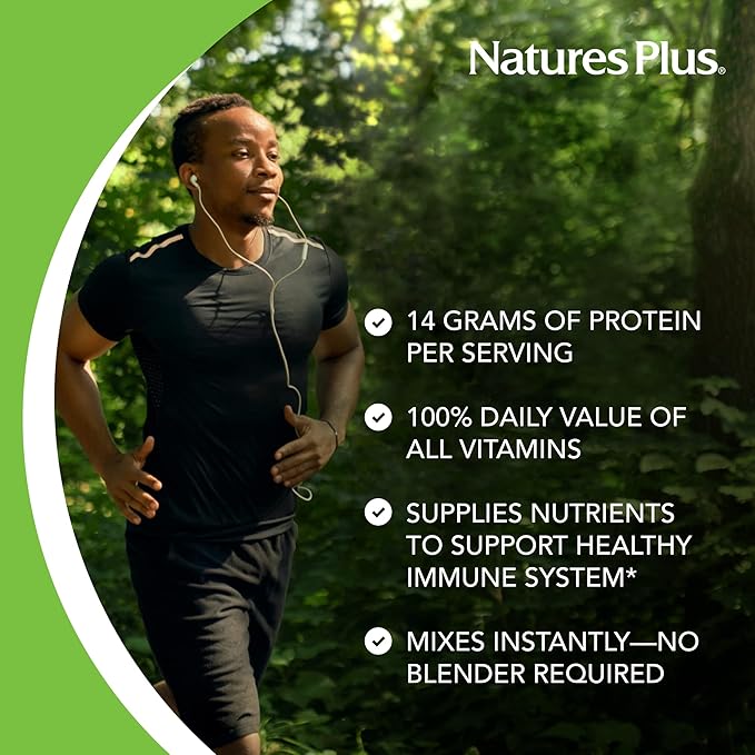 NaturesPlus SPIRU-TEIN Strawberry - 1.2 lb - Plant-Based Protein Shake - Non-GMO Vegetarian Gluten Free - 16 Servings