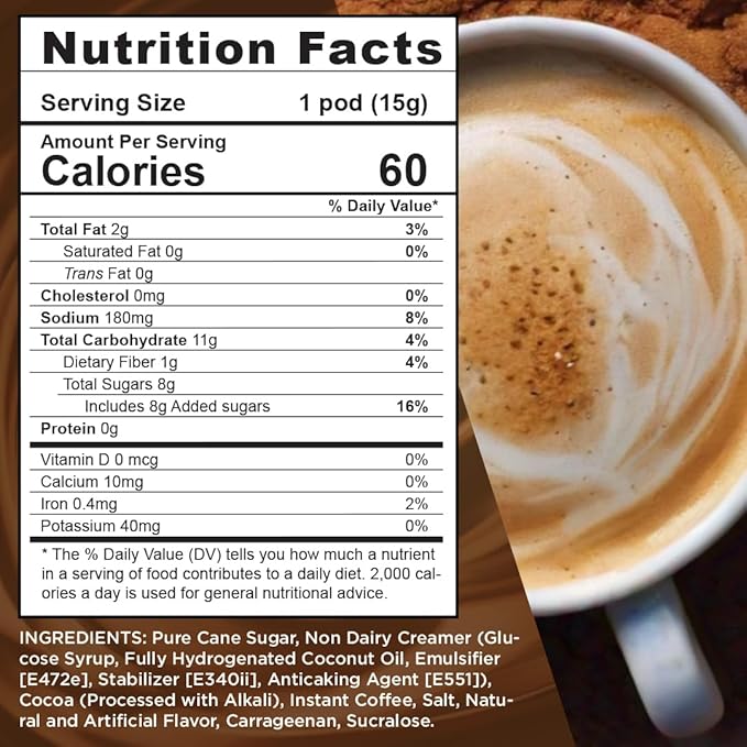 Maud's Chocolate Mocha Cappuccino Coffee Pods 50ct - Mochaccino Mocha Flavor - Made with Gourmet Arabica Coffee Pods Compatible with Keurig K Cups Maker