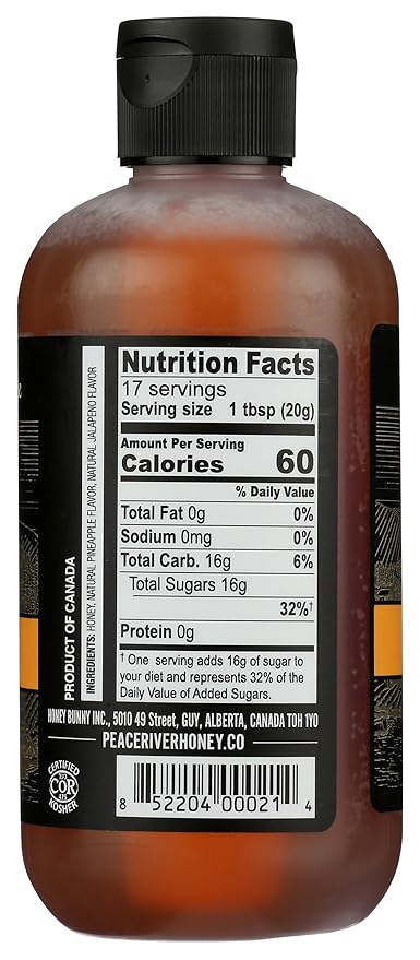 Peace River Pineapple Jalapeño Honey Pineapple Jalapeño Flavored Honey Kosher Gluten Free 12 Ounce (Pack of 6)