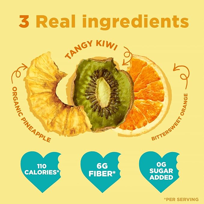 RIND Snacks | Tropical Blend | Bittersweet Orange Organic Pineapple &amp Tangy Kiwi | Dried Fruit Superfood | Chewy Snack | Fiber Rich | Vitamins A C &amp E | Paleo | Vegan | Fruit Snacks | 3 oz