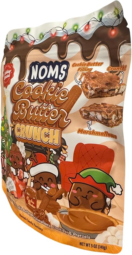 NOMS Cookie Butter Crunch Milk Chocolate Candy – Cookie Butter Filling with Marshmallows Cookies &amp Pretzels – Holiday Special 5 oz Bag