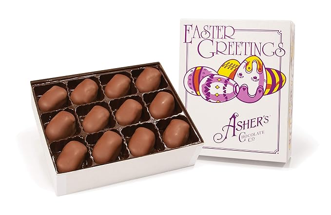 Asher's Chocolates Chocolate Coated Eggs Spring Collection of Easter Eggs Small Batches of Kosher Chocolate Family Owned Since 1892 24 Chocolate Eggs (Milk Chocolate Peanut Butter)