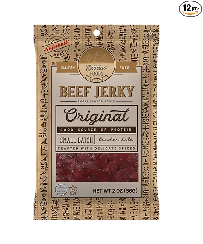 Exodus Passover Beef Jerky | Kosher (Star-K Certified) | Gluten Free (Original 12 Pack) | By Aufschnitt Meats