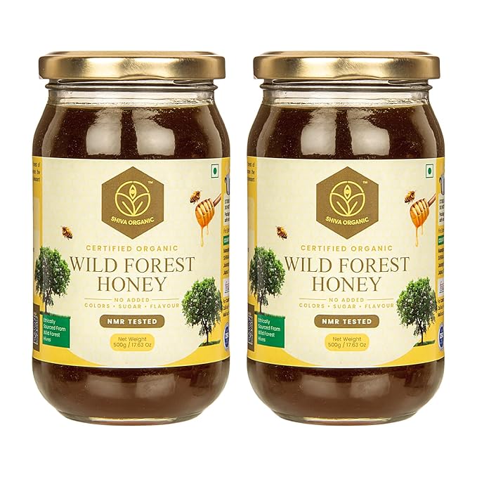 Shiva Organic's Wild Forest Honey - NPOP Organic Certified NMR Tested Natural Honey No Added Sugar Flavorful - 35.27 Ounces (1000g)