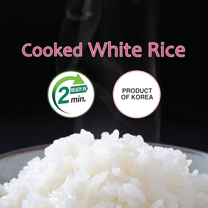 Jayone Instant Cooked Rice Pantry Staple Bap Sticky Microwavable Shelf Stable Asian Bap Product of Korea 7.05 oz (Pack of 12 / White Rice)