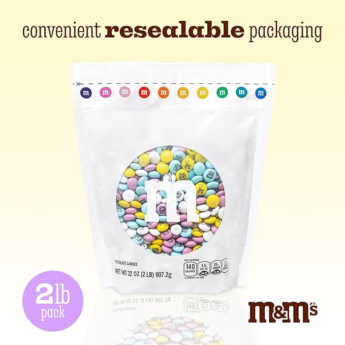 M&ampM'S WORLD New Baby Milk Chocolate Candy 2lb Bag with Assorted M&ampM'S for Showers Gender Reveal Parties and Newborn Gift Ideas