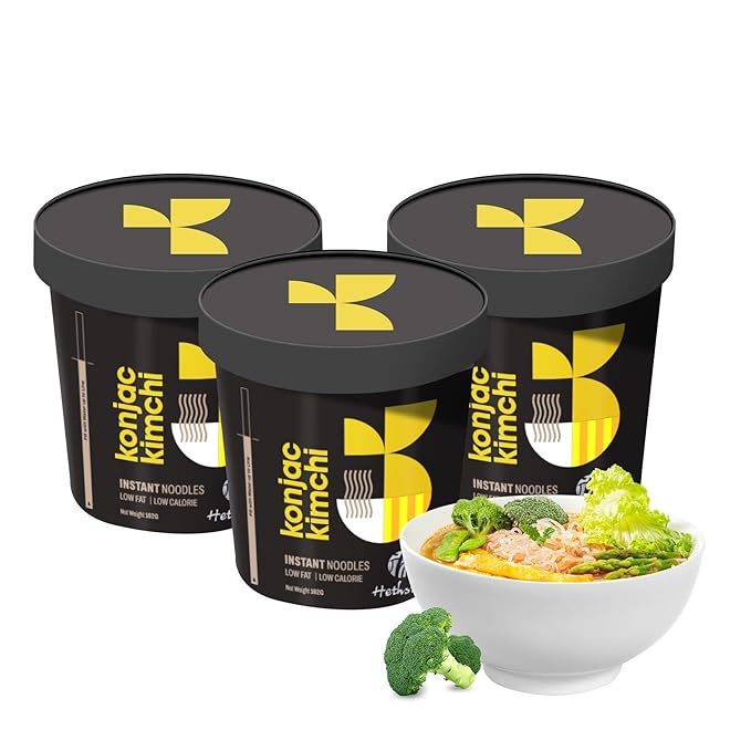 Hethstia Konjac Noodles Kimchi Soup– 6-Pack Shirataki Angel Hair Pasta Low Carb Instant Asian Konjac Ramen Kimchi Broth Low GI Gluten-Free Low Fat Low Calorie Healthy &amp Holiday Food Gift