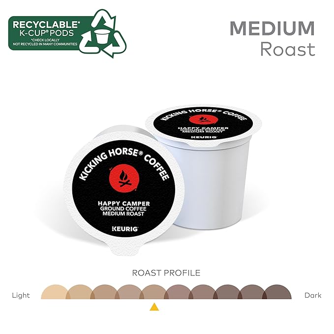 Kicking Horse Coffee Happy Camper Single Serve Keurig K-Cup Pods Medium Roast Coffee 60-Count Box