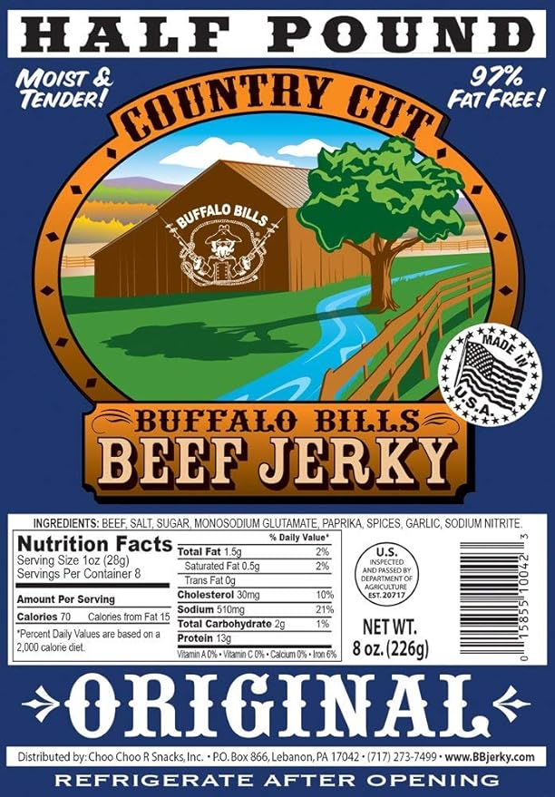 Buffalo Bills 8oz Original Country Cut Beef Jerky Pack (moist &amp tender mildly flavored beef jerky)
