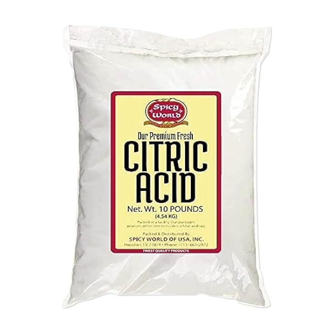 Pure Citric Acid 10 Pound - Food Grade &amp Non-GMO- Natural Food Preservative Beauty Ingredient- by Spicy World