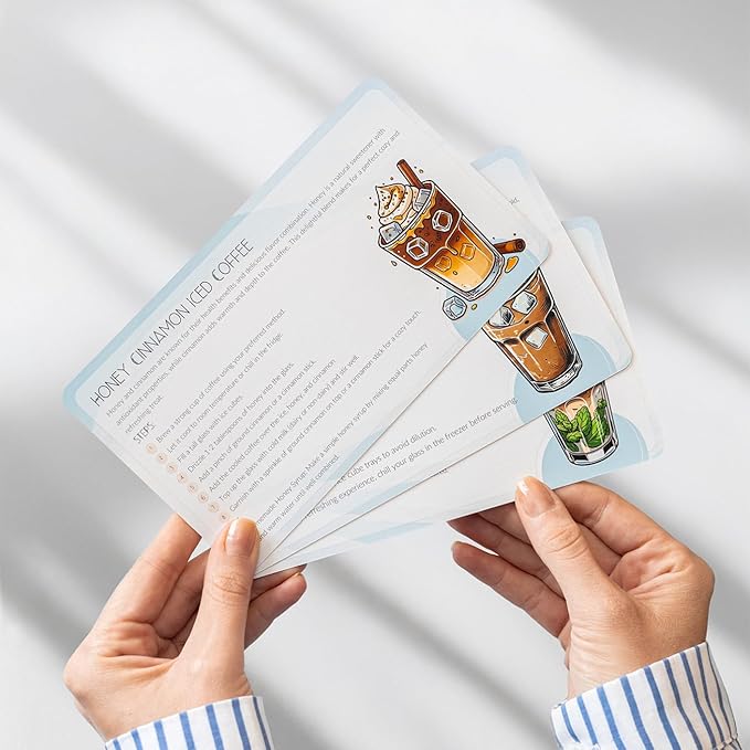 Cool Brew Creations: Iced Coffee Recipe Cards - Barista-Quality Easy Iced Coffee Recipes - Customizable Includes Dairy &amp Non-Dairy Options - Perfect for Coffee Lovers