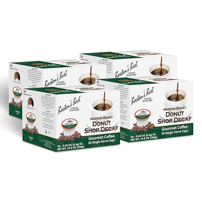 Boston’s Best - Hearty Donut Shop Decaf Medium Roast Coffee Delicious Gourmet Compatible with Keurig Coffee Maker - 144 Count (Pack of 1)