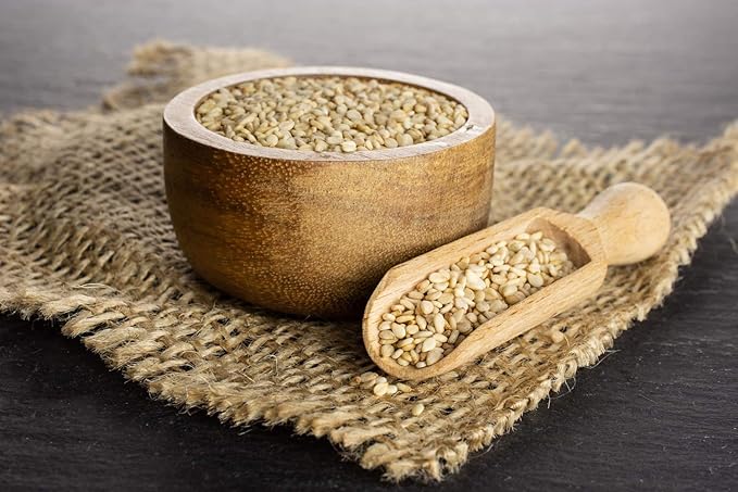 Food to Live Organic Unhulled Sesame Seeds 8 Pounds — Non-GMO Whole Natural Raw White Sesame Seeds Kosher Vegan Bulk Rich in Dietary Fiber Protein &amp Iron. Crunchy Texture. Great for Baking