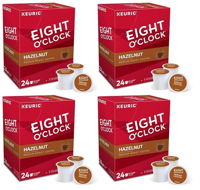 Eight O'Clock Coffee Hazelnut Single Serve Coffee K-Cup Pod 24 Count (Pack of 4)