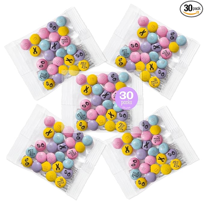 M&ampM’S WORLD Milk Chocolate Party Favors (30 Pack) Printed M&ampM'S With Fun Easter Themed Icons Perfect For Celebrations &amp Gatherings Egg Hunts &amp More