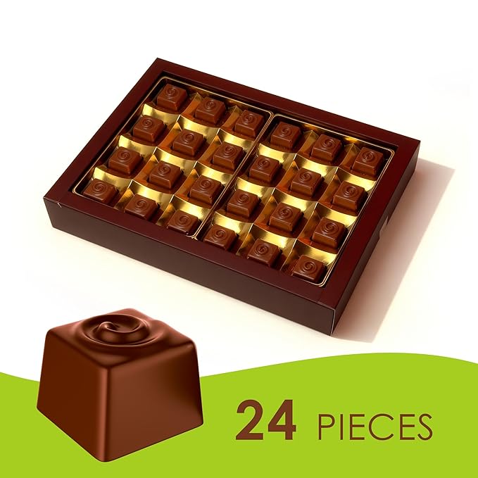 Fiorella Dubai Style Milk Chocolate Pistachio Squares Filled Chocolate With Pistachio Butter &amp Crispy Kadayif Individually Wrapped Chocolate Pieces 24 Count Box