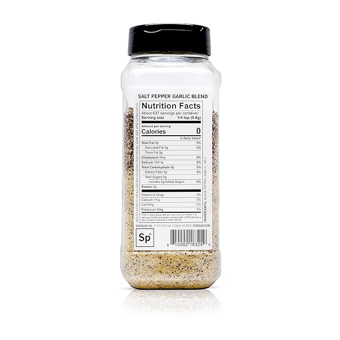 Spiceology – Salt Pepper Garlic (SPG) Seasoning – Premium Blend for Beef Pork Poultry &amp Veggies – Ideal as Steak Rub BBQ Seasoning &amp All-Purpose Meat Rub – 18 oz