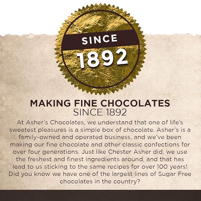 Asher's Chocolates Gourmet Milk Chocolate Covered Almond Bark Sweet and Salty Candy and Almonds Small Batches of Kosher Chocolate Diabetic Friendly Family Owned Since 1892 (1 Pound Sugar Free)