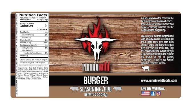 Burger &amp French Fry Seasoning Pack | No Artificial Flavors No MSG added | Gourmet Seasoning for Hamburgers and Fries | Runnin' Wild Foods 13.2 Ounces Total (Pack of 2)