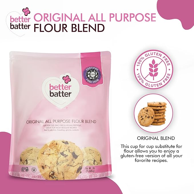 Better Batter Gluten Free Flour - Award Winning Nutritious Vegan Allergen Free &amp Kosher - Cup for Cup Alternative All-Purpose Baking Organic Non-GMO 25 lbs