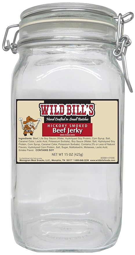 Wild Bill's Original Hickory Smoked Beef Jerky Two-Bag Starter Kit (two 15oz bags and 1 jar)