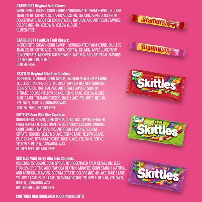 SKITTLES &amp Starbust Assorted Candy Variety Pack for Holidays Gifts Parties Candy Assortment 37.05 oz (18 Count) Bulk Box