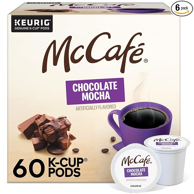 McCafe Chocolate Mocha Single Serve Coffee Keurig K-Cup Pods Flavored Coffee 60 Count (6 Packs of 10)