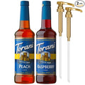 Torani Sugar Free Raspberry Syrup and Sugar Free Peach Syrup Variety 2-Pack Flavored Syrups for Drinks Pumps Included 25.4 Fl Oz Ea