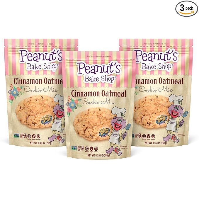 Peanut's Bake Shop - Vegan and Gluten-Free Cookie Mix | Non-GMO Kosher Cookie Mixes for Decadent Treats (Cinnamon Oatmeal - 3 Pack)