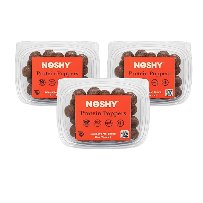 NOSHY Protein Poppers - Protein Balls - Vegan Plant-Based Gluten-Free Dairy-Free Nut-Free Non-GMO Kosher 3-Pack (Mocha Madness)