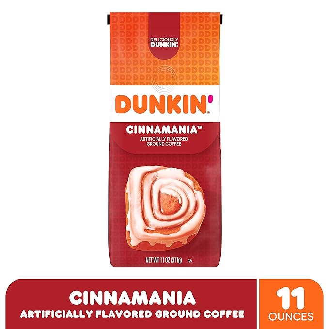 Dunkin' Cinnamania Flavored Ground Coffee 11 Ounce (Pack of 4)