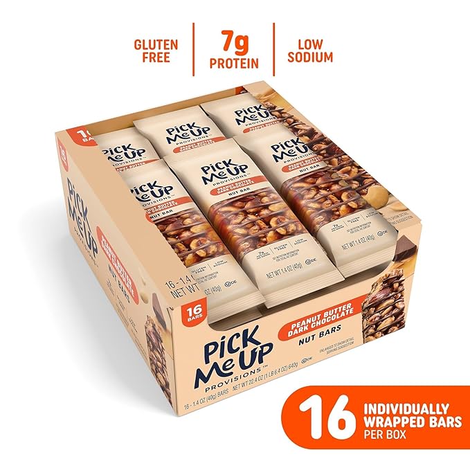 Pick Me Up Provisions™ Gluten Free Peanut Butter Dark Chocolate Nut Bar 1.4 oz. 16 Bars/Box