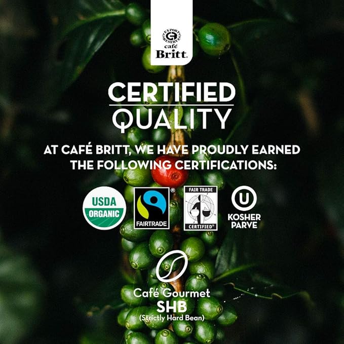 Café Britt® - Costa Rican Dark Roast Coffee (12 oz.) (3-Pack) - Ground Arabica Coffee Kosher Gluten Free 100% Gourmet &amp Dark Roast