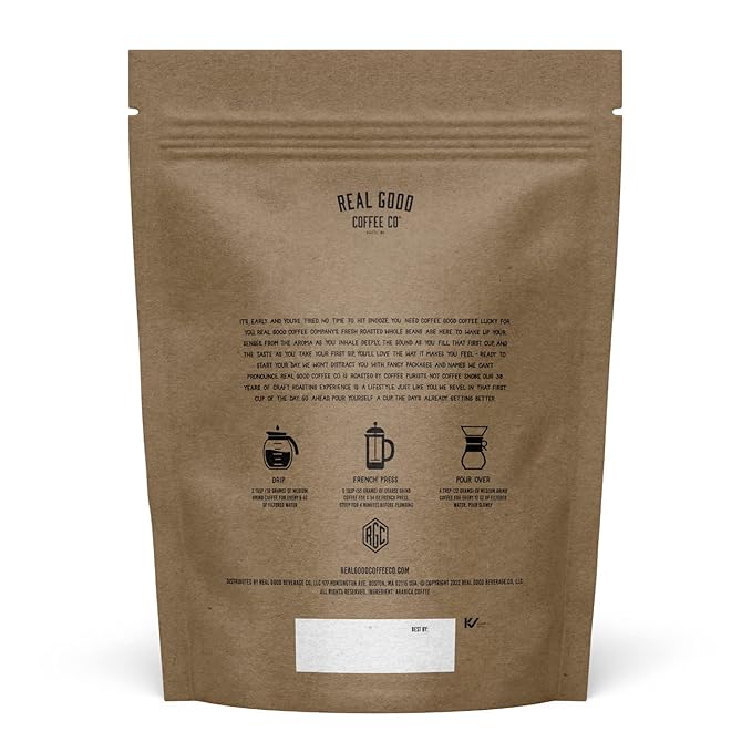 Real Good Coffee Company Donut Shop Medium Roast Whole Bean Coffee - Fresh Roasted Coffee Beans - Pairs with Donuts &amp Pastries - 32 Oz