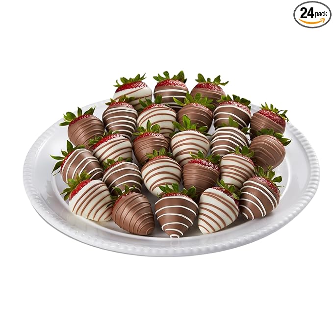 Shari’s Berries Gourmet Drizzled Strawberries | Chocolate Covered Strawberry Gift Box | Ideal for Valentine's Day Anniversary Birthdays Congratulations or Saying Thank You (Two Dozen 24 Berries)