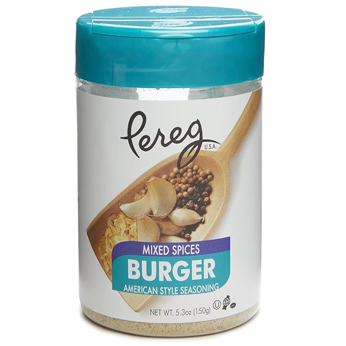 Pereg Burger Spice (5.30 Oz x 6 Pack) - Hamburger Seasoning with Black Pepper White Pepper Onion Garlic &amp Mustard - Meat BBQ Seasoning for Beef Chicken Brisket Ribs Burgers Potatoes - Non