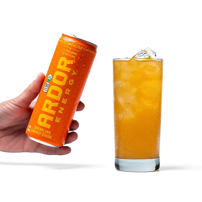 ARDOR ENERGY Natural Sparkling Energy Drink with 100mg Natural Caffeine &amp 200mg L-Theanine from Organic Green Tea for Smooth Energy &amp Focus | Healthy Energy Drink | Made with Real Fruit Juice