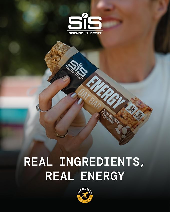 Science in Sport Energy Oat Bar - Oat Energy Bar for Elite Athletes - 40g Carbohydrates - 10g Protein - Balanced Nutrition Sports Snack - Vegan-Friendly - White Chocolate &amp Macadamia Flavor - 12 C