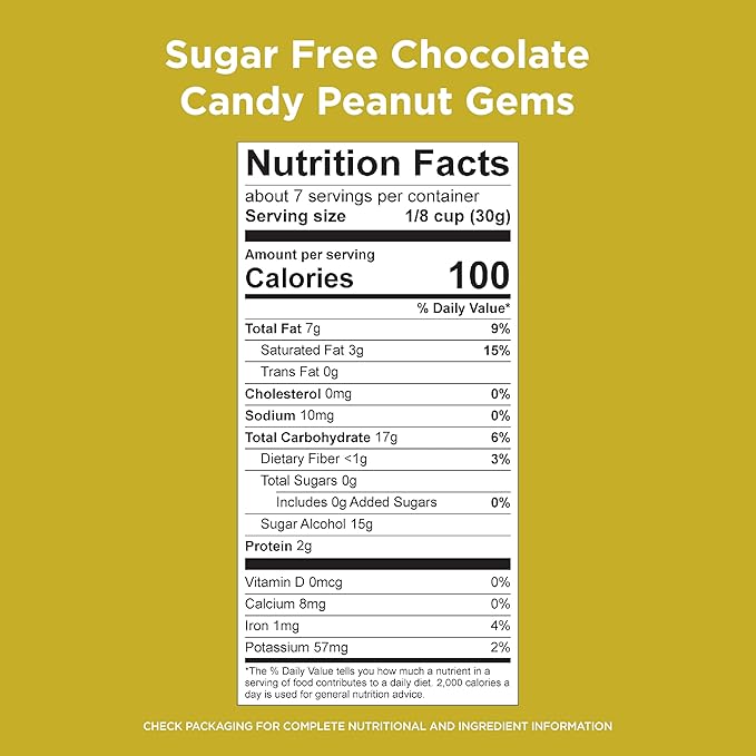 Russell Stover Sugar Free Chocolate Candy Coated Peanut Gems 7.5 Ounce Bag (Pack of 5)