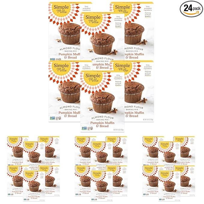 Simple Mills Almond Flour Baking Mix Pumpkin Muffin &amp Bread Mix Gluten Free Plant Based Paleo Friendly 4.25 Ounce (Pack of 24)