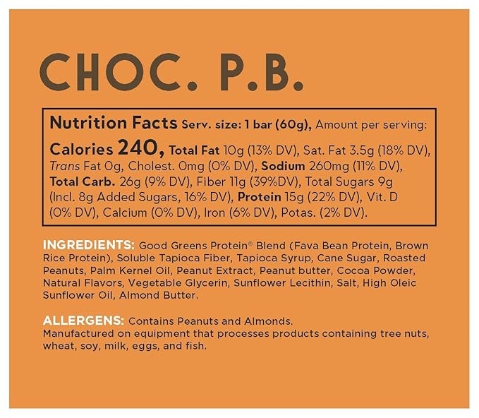 good! Snacks Chocolate Peanut Butter Vegan Protein Bar Soy &amp Gluten Free Plant Based Low Sugar 15g Clean Protein Natural Healthy Snack Kosher Friendly For Athletes &amp Active Lifestyles