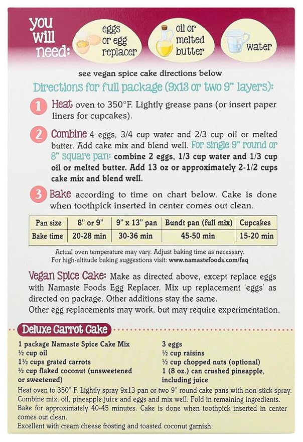 NAMASTE FOODS MIX CAKE SPICE WFGFDF 26 OZ by Namaste