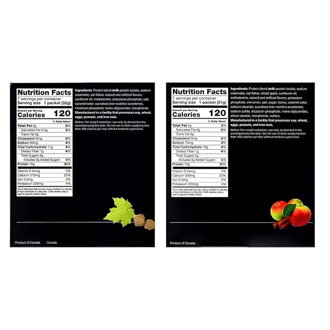 PROTIFIT - High Protein Maple Brown Sugar and Apple Cinnamon Oatmeal Mix 2 Pack 15g Protein Low Calorie Low Fat Low Sugar Low Carb Ideal Protein Compatible 7 Servings Per Box (2 Pack)
