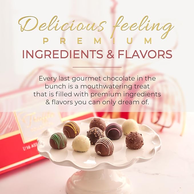 CRAVINGS BY ZOE Birthday and Anniversary Chocolate Truffles Gift Box | 16 Count | Chocolate Candy Gifts | Gourmet Assorted Chocolate Food Gift Basket | Birthday Gifts for Women Men Mom Dad Adults Coup