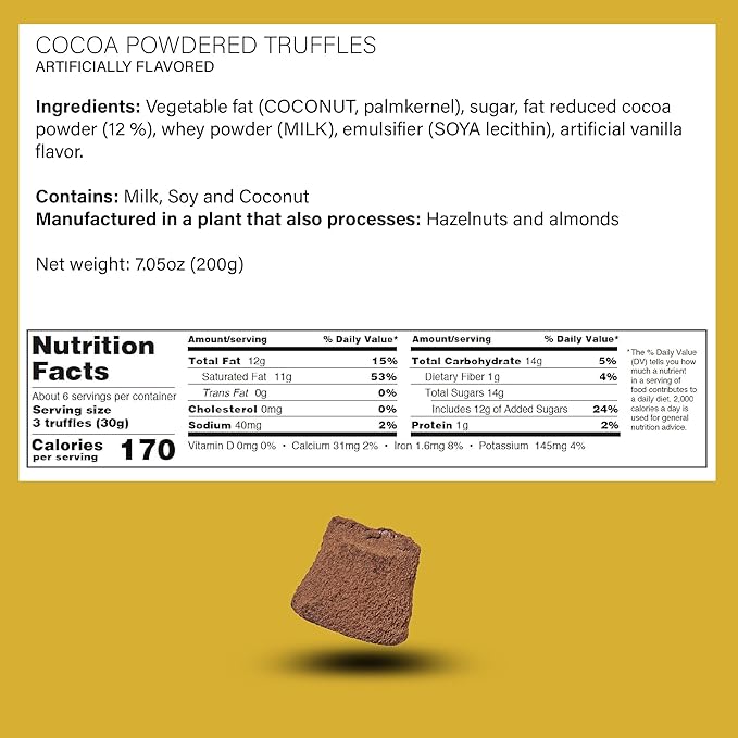 Dream of Truffles - Cocoa Powdered Dark Truffles | Rich &amp Decadent Flavor | Dark Cocoa Candy Truffles in a Premium Gift Box | Smooth &amp Creamy texture | Made in Sweden | 200g