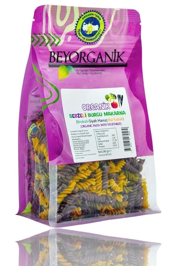 Organic Vegetable Spiral Pasta 15% Vegetables 8.5oz - Aflatoxin &amp Pesticide Tested Natural Pasta