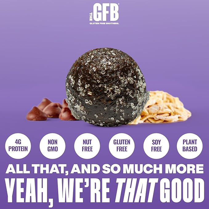 The GFB Fudge Brownie Cookie Protein Bites - Allergen Friendly &amp Nut Free - Gluten Free Plant Based Non GMO Sustainably Made – Ridiculously Tasty Healthy Protein Energy Balls 4 oz (6 Count)